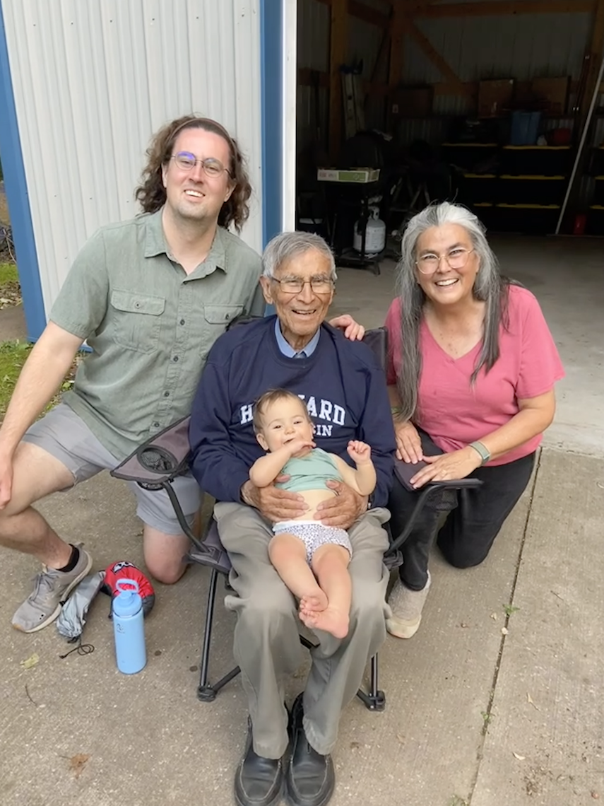 Trevor Jones with his grandpa, mom, and child
