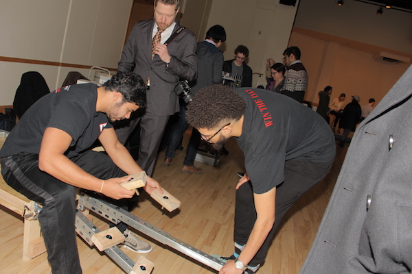 Mechanical engineering students construct a prototype of the Hammy Helper, a low-cost, easy to transport device to assist users with safe, effective hamstring stretching. 