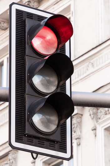 traffic light with red lit