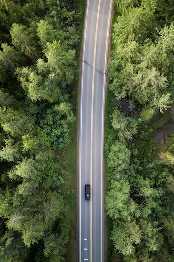 aerial view of a road